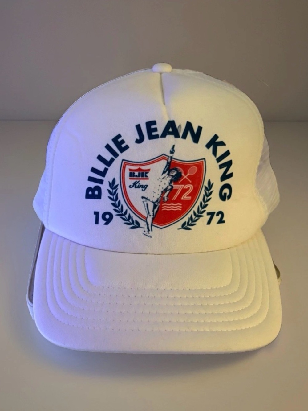 Roots Of Fight Billie Jean King 1972 White Foam Trucker Hat Cap Snapback Tennis